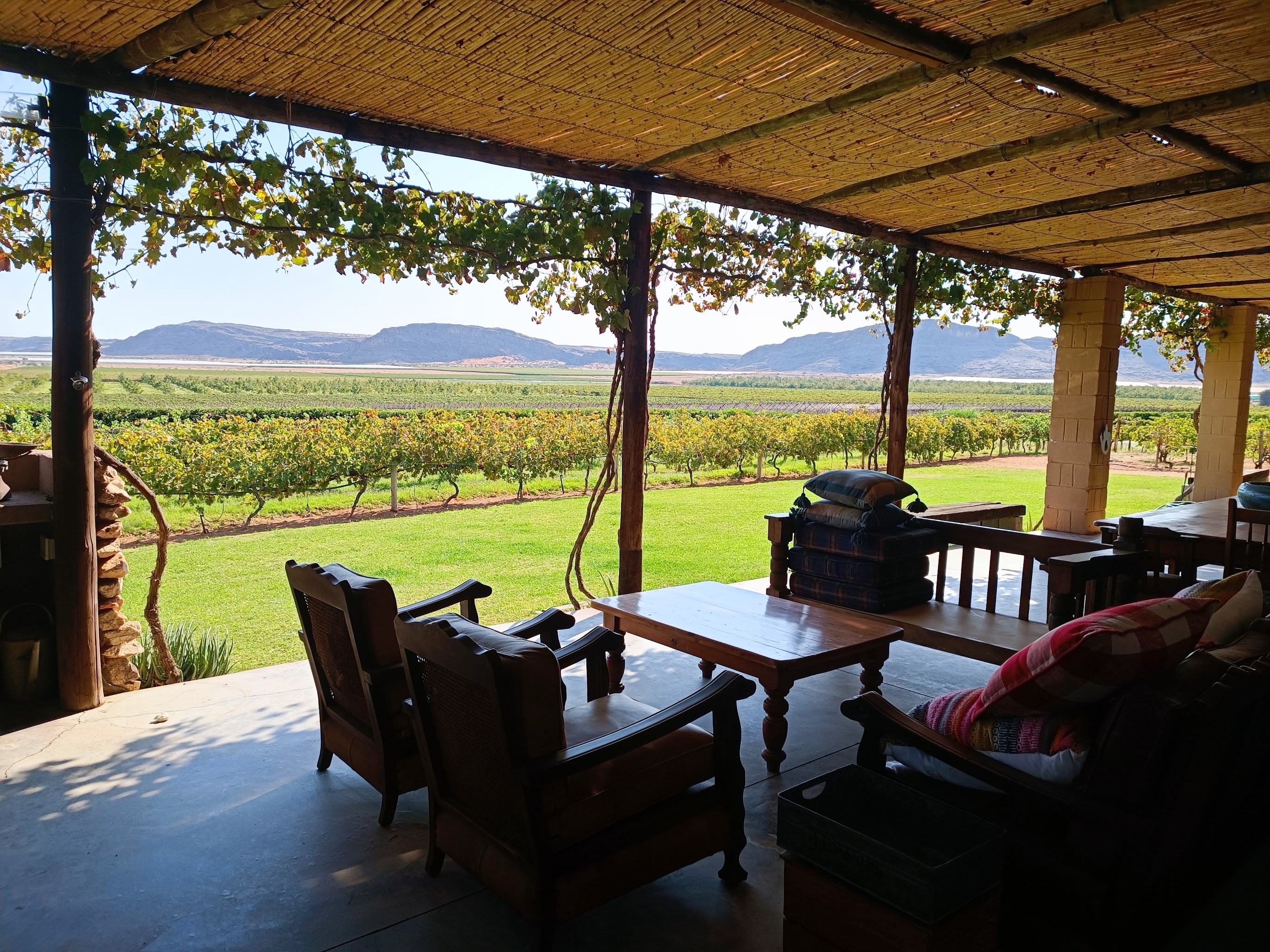 Cottage patio overlooking vineyard