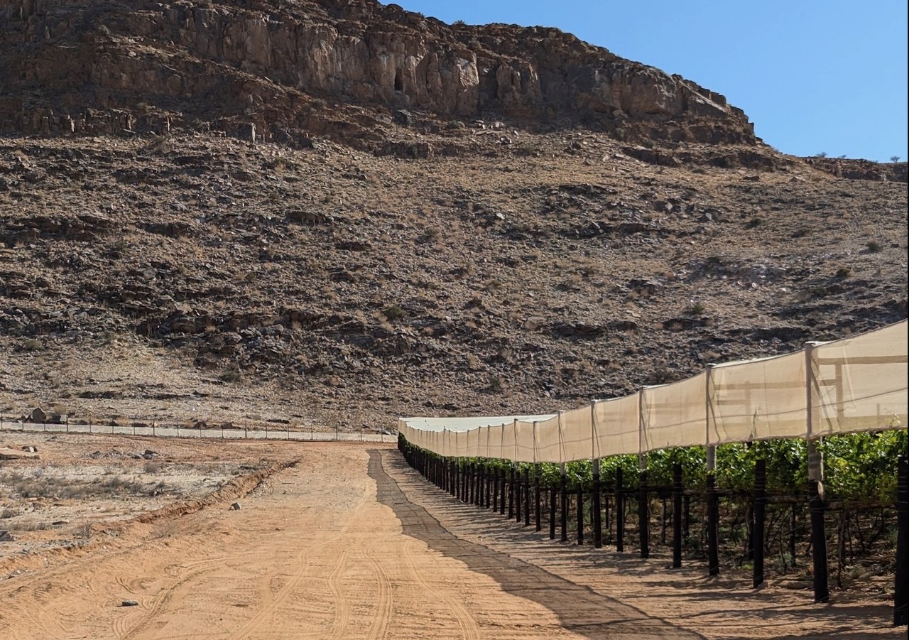 Shade nets along mountain road